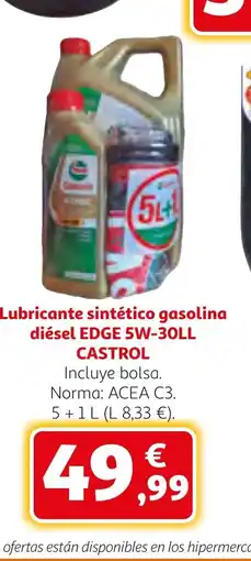 Alcampo CASTROL Lubricante sintético gasolina diésel EDGE 5W-30LL oferta