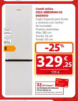 Alcampo DAEWOO Combi cíclico CKLO-288EWMAO-ES oferta