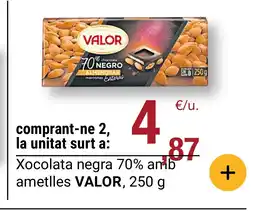 BonpreuEsclat VALOR Xocolata negra 70% amb ametlles oferta