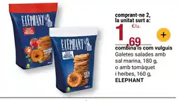 BonpreuEsclat ELEPHANT Galetes salades amb sal marina, o amb tomàquet i herbes oferta