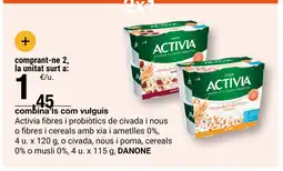 BonpreuEsclat ACTIVIA fibras i probiòtics de civada i nous o fibres i cereals amb xia i ametlles 0% oferta