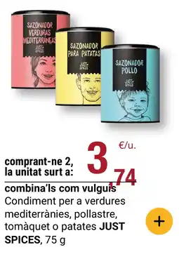 BonpreuEsclat JUST SPICES Condiment per a verdures mediterrànies, pollastre, tomàquet o patates oferta