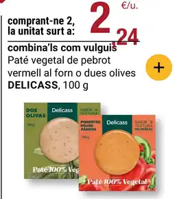 BonpreuEsclat DELICASS Paté vegetal de pebrot vermell al forn o dues olives oferta