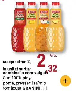 BonpreuEsclat GRANINI Suc 100% pinya, poma, préssec i raïm o tomàquet oferta