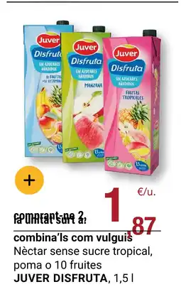 BonpreuEsclat JUVER DISFRUTA Néctar sense sucre tropical, poma o 10 fruites oferta