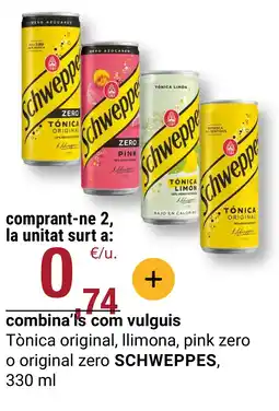 BonpreuEsclat SCHWEPPES Tònica original, llimona, pink zero o original zero oferta