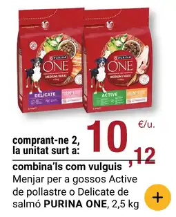 BonpreuEsclat PURINA ONE Menjar per a gossos Active de pollastre o Delicate de salmó oferta