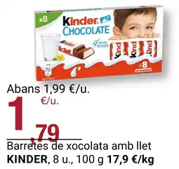 BonpreuEsclat KINDER Barretes de xocolata amb llet oferta