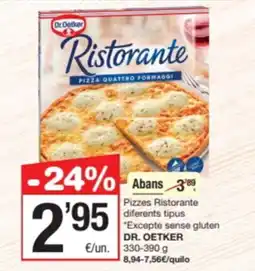 SPAR Fragadis DR. OETKER Pizzes Ristorante diferents tipus Excepte sense gluten oferta