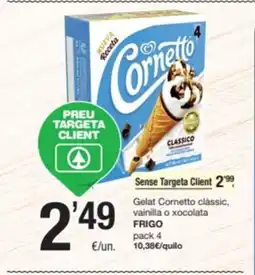 SPAR Fragadis FRIGO Gelat Cornetto clàssic, vainilla o xocolata oferta