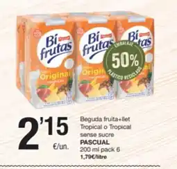 SPAR Fragadis PASCUAL Beguda fruita+llet Tropical o Tropical sense sucre oferta