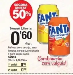 SPAR Fragadis FANTA Refresc zero taronja, zero llimona, sense sucre síndria o gerd sense sucre oferta