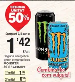 SPAR Fragadis MONSTER Beguda energètica green o mango loco oferta