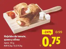 Lidl Hojaldre de tomate, queso y olivas oferta
