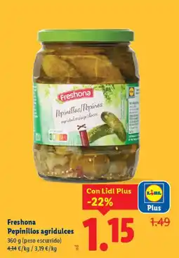 Lidl FRESHONA Pepinillos agridulces oferta