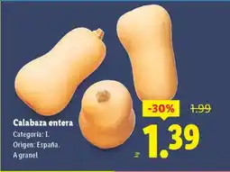 Lidl Calabaza entera oferta