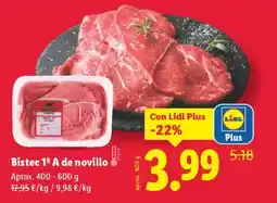 Lidl Bistec 1ª A de novillo oferta