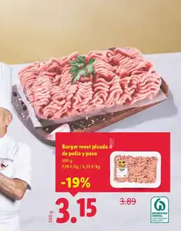 Lidl Burger meat picada de pollo y pavo oferta
