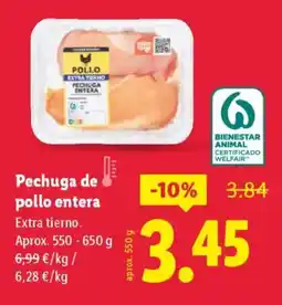 Lidl Pechuga de pollo entera oferta