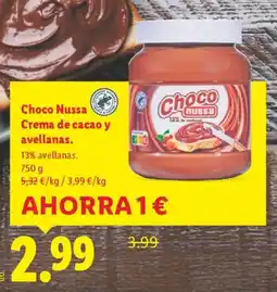 Lidl Choco Nussa Crema de cacao y avellanas. oferta