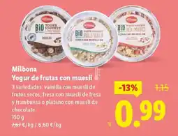 Lidl MILBONA Yogur de frutas con muesli oferta