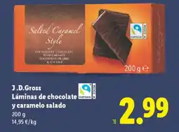 Lidl J.D.GROSS Láminas de chocolate y caramelo salado oferta