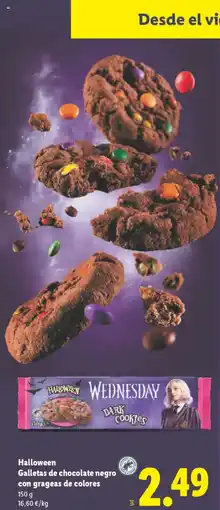 Lidl HALLOWEEN Galletas de chocolate negro con grageas de colores oferta