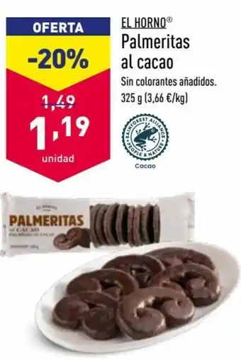 ALDI Palmeritas Al Cacao 325 g oferta