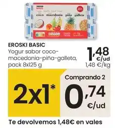 Eroski Eroski basic - yogur sabor coco macedonia pina galleta oferta