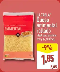 ALDI LA TABLA Queso emmental rallado oferta