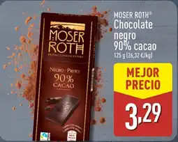 ALDI MOSER ROTH Chocolate negro 90% cacao oferta