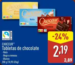 ALDI CHOCEUR Tabletas de chocolate oferta