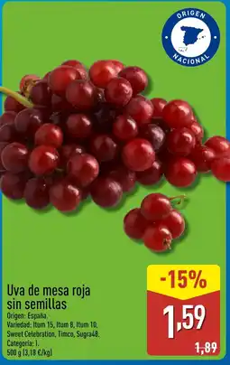 ALDI Uva de mesa roja sin semillas oferta