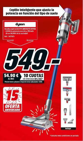 MediaMarkt Dyson Escoba Aspiración V11 Absolute Extra oferta