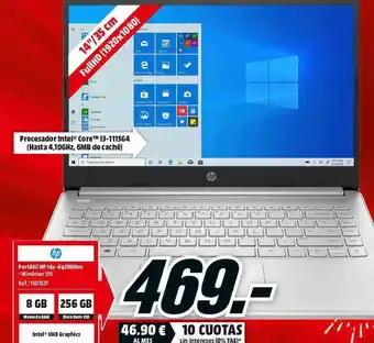 MediaMarkt HP Portátil HP 14S-DQ2000NS Windows 10S oferta