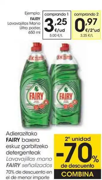 Eroski Adierazitako Fairy Baxera Eskuz Garbitzeko Detergenteak oferta