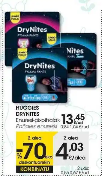Eroski Huggies Drynites Enuresi-Pixoihalak oferta