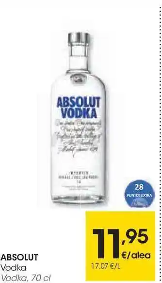 Eroski Absolut Vodka, 70cl oferta
