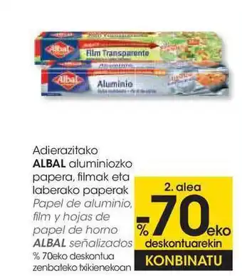 Eroski Adierazitako Albal Aluminiozko Papera, Filmak Eta Laberako Paperak oferta