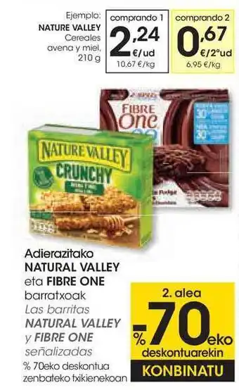 Eroski Adierazitako Natural Valley Eta Fibre One Barratxoak oferta
