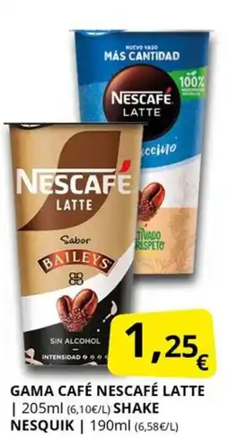 Supermercados MAS NESCAFÉ Gama café latte shake oferta