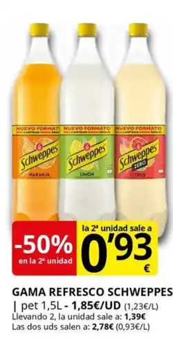 Supermercados MAS SCHWEPPES Gama Refresco oferta