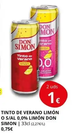 Supermercados MAS DON SIMON Tinto de verano limón o s/al 0,0% limón oferta
