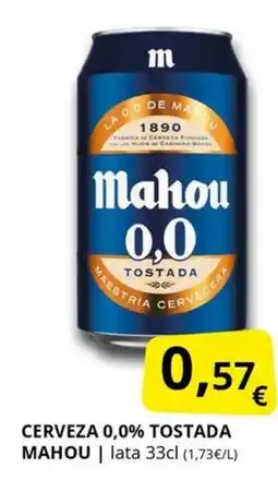 Supermercados MAS MAHOU Cerveza 0,0% tostada oferta