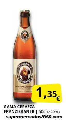 Supermercados MAS FRANZISKANER Gama cerveza oferta