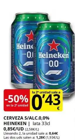 Supermercados MAS HEINEKEN Cerveza s/alc.0,0% oferta