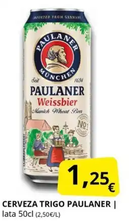 Supermercados MAS PAULANER Cerveza trigo oferta