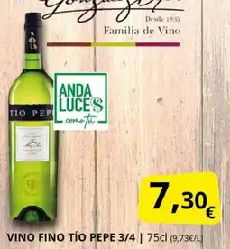 Supermercados MAS TÍO PEPE Vino fino 3/4 oferta