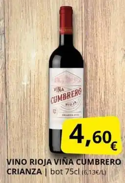 Supermercados MAS VIÑA CUMBRERO Vino rioja crianza oferta