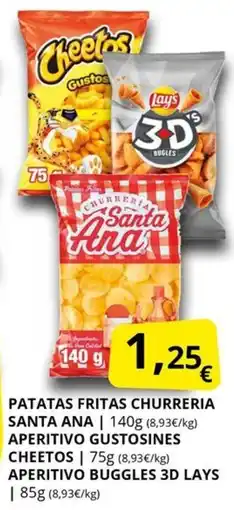 Supermercados MAS LAY'S CHEETOS SANTA ANA Patatas fritas churreria aperitivo gustosines aperitivo buggles 3d oferta